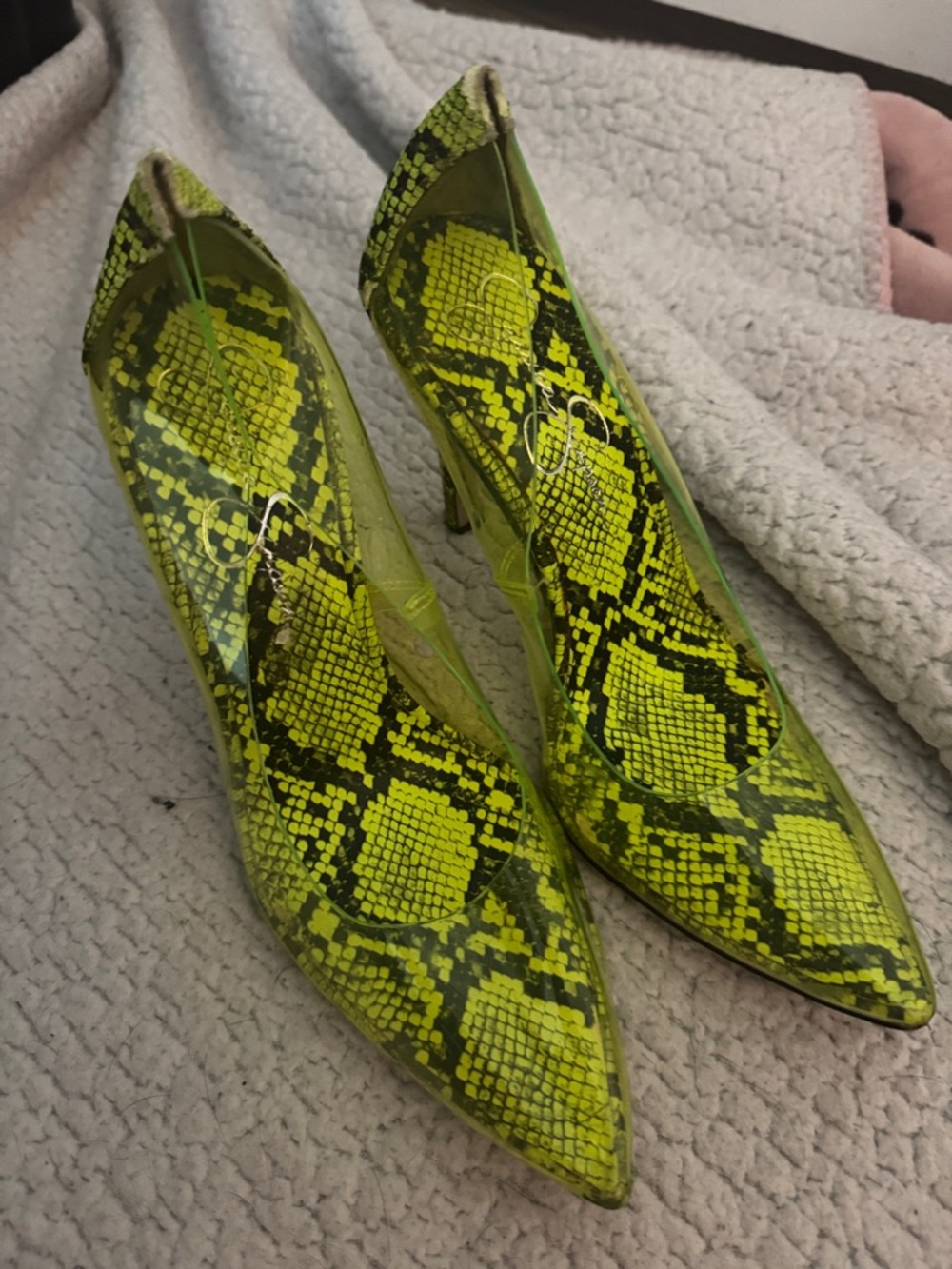 Jessica Simpson Neon Snake-Print Pointed Toe Pumps